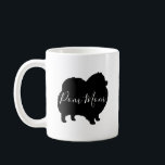 Black Pomeranian Dog Silhouettes Pom Mum Custom Coffee Mug<br><div class="desc">Pomeranian lover's ceramic mug. Pom Mum text can be personalised for a cool custom gift. Enjoy your favourite hot beverage out of this black Pomeranian silhouettes coffee mug.  A cool mug for your home or office.</div>