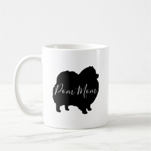 Black Pomeranian Dog Silhouettes Pom Mum Custom Coffee Mug