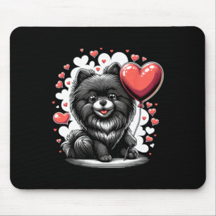 Black Pomeranian Dog Valentine's Day Dog Owner Val Mouse Pad