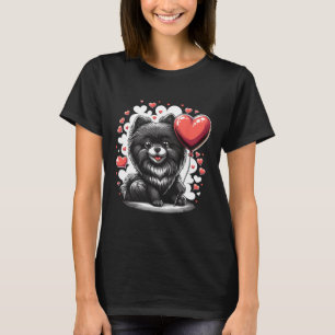 Black Pomeranian Dog Valentine's Day Dog Owner Val T-Shirt