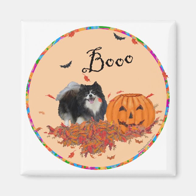 Black Pomeranian Halloween Magnet (Front)