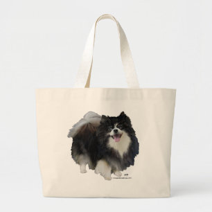Black Pomeranian Large Tote Bag