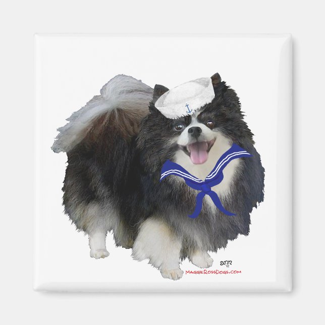 Black Pomeranian Sailor Magnet (Front)