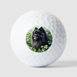 Black Pomeranian St Patricks Day  Golf Balls