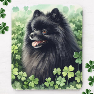 Black Pomeranian St Patricks Day Mouse Pad