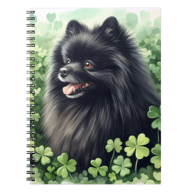 Black Pomeranian St Patricks Day  Notebook (Front)