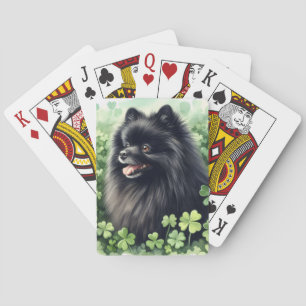 Black Pomeranian St Patricks Day Playing Cards