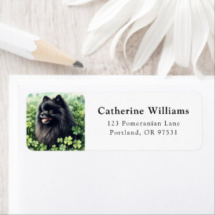 Black Pomeranian St. Patrick's Day Return Address Label