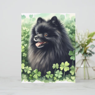 Black Pomeranian St Patricks Day Scrapbook Paper