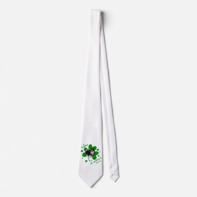 Black Pomeranian St Patricks Day Tie (Front)