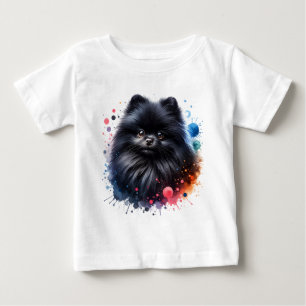 Black pomeranian watercolor illustration baby T-Shirt