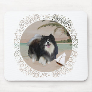 Black Pomeranian with Sailboat Mouse Pad