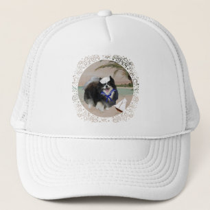 Black Pomeranian with Sailboat Trucker Hat