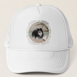 Black Pomeranian with Sailboat Trucker Hat