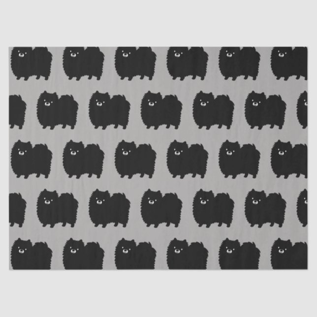 Black Pomeranians Pattern | Cute Fluffy Dog Tissue Paper (Front)