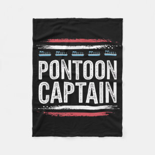 Black-pontoon Boat-captain 4th Of-july Fleece Blanket