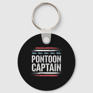 Black-pontoon Boat-captain 4th Of-july Key Ring