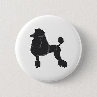 Black Poodle 6 Cm Round Badge