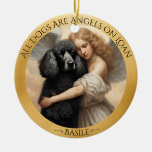 Black Poodle Angel Personalised Memorial  Ceramic Ornament