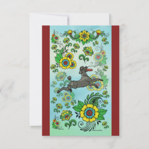 Black Poodle Catching a Frisbee Note Card