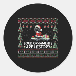Black Poodle Christmas Tree Lights Decorations Xma Classic Round Sticker