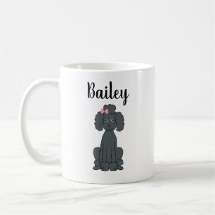 Black Poodle Cute Calligraphy Pet Personalised Coffee Mug