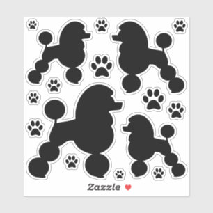 Black Poodle Dog and Paw Print silhouette