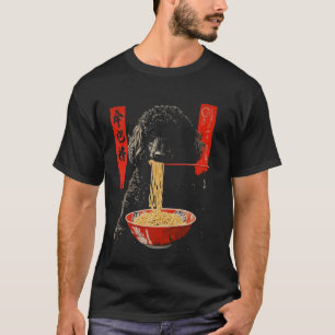 Black Poodle Dog Eating Ramen T-Shirt