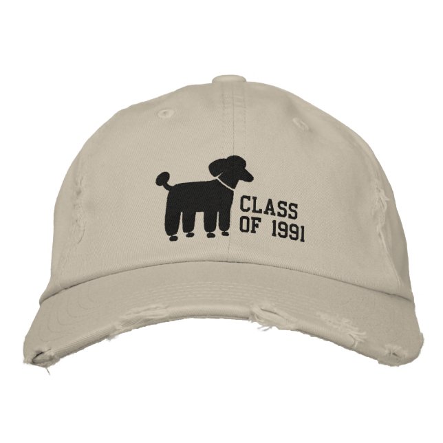 Black Poodle Dog Logo with Custom Text & Colour Embroidered Hat (Front)