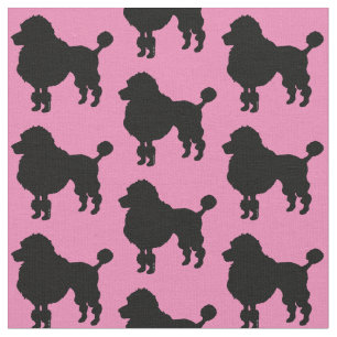 Black poodle dog silhouette fabric