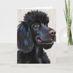 Black Poodle Dog Watercolor Pet Card