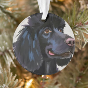 Black Poodle Dog Watercolor Pet Painting Ornament