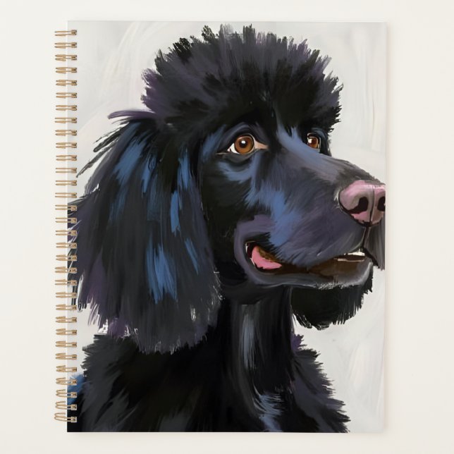 Black Poodle | Dog Watercolor Pet Painting Planner (Front)