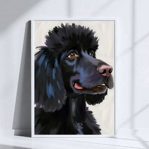 Black Poodle Dog Watercolor Pet Poster