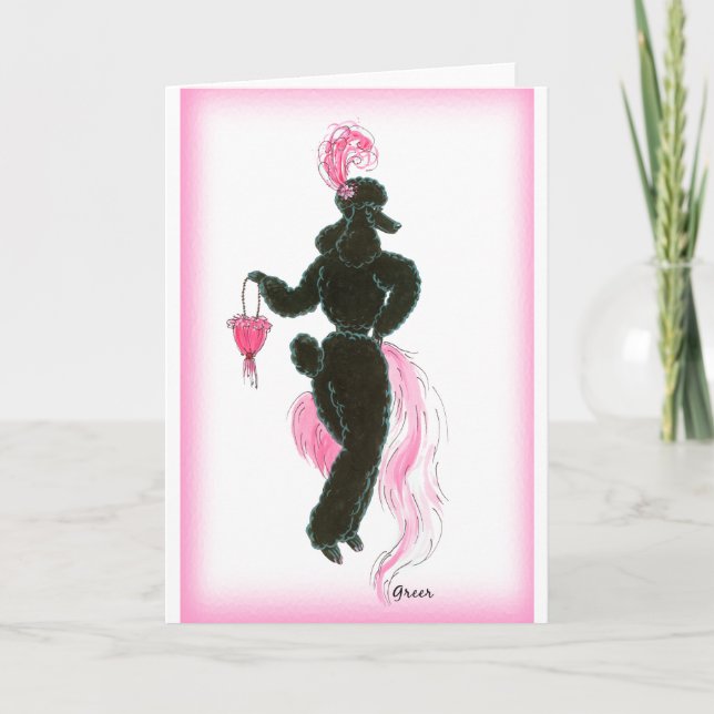Black Poodle Evening Party Card (Front)