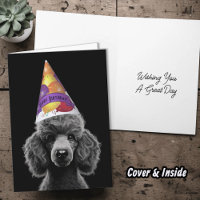 Black Poodle Head Party Hat with Happy Birthday