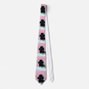 Black Poodle Hummingbirds Art Tie