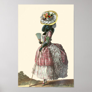 Black Poodle in Marie Antoinette Costume Print