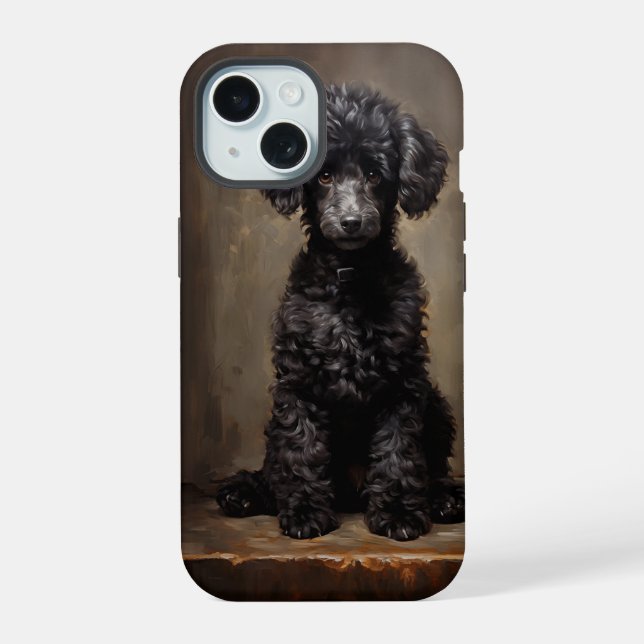 Black Poodle  iPhone 15 Case (Back)
