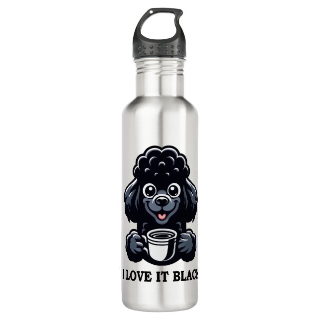 Black Poodle Loves Black Coffee 710 Ml Water Bottle (Front)