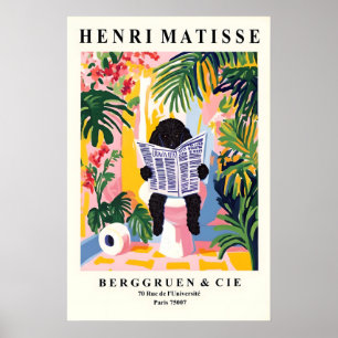 Black Poodle on Toilet Print - Matisse Style