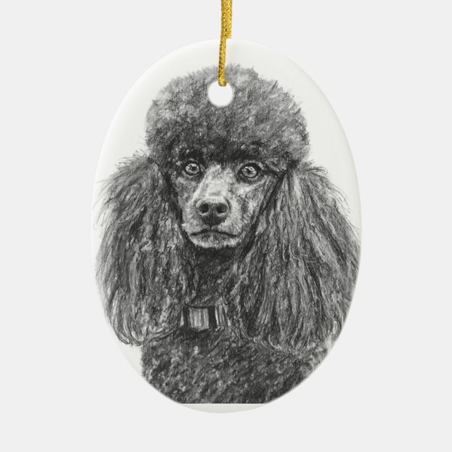 Black Poodle Ornament (Front)