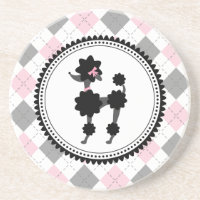 Black Poodle / Pink and Grey Argyle