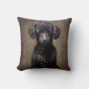 Black Poodle portrait Cushion