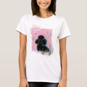 Black Poodle Portrait with Hummingbirds Tee Shirt