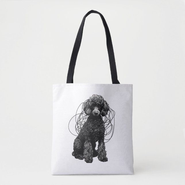 Black Poodle Premium T-Shirt Tote Bag (Front)
