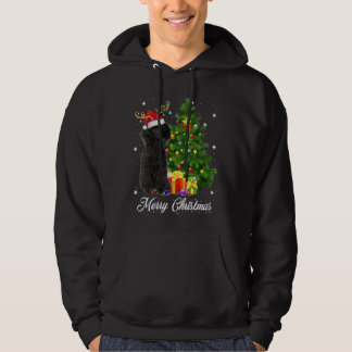 Black Poodle Santa Christmas Tree Lights Xmas Rein Hoodie