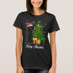 Black Poodle Santa Christmas Tree Lights Xmas Rein T-Shirt