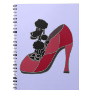 Black Poodle Sitting in a Pink High Heel Shoe Notebook