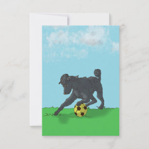 Black Poodle with Soccer Ball Note Card